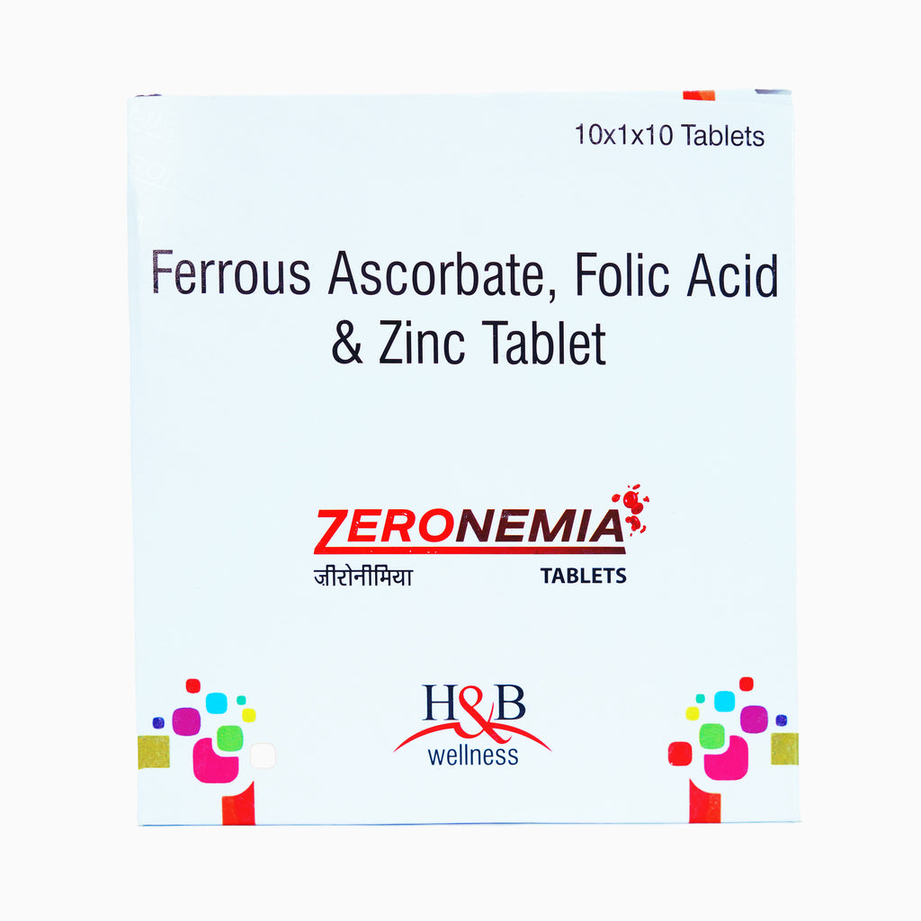 Zeronemia Tablet Ingredients: Ferrous Ascorbate + Folic Acid